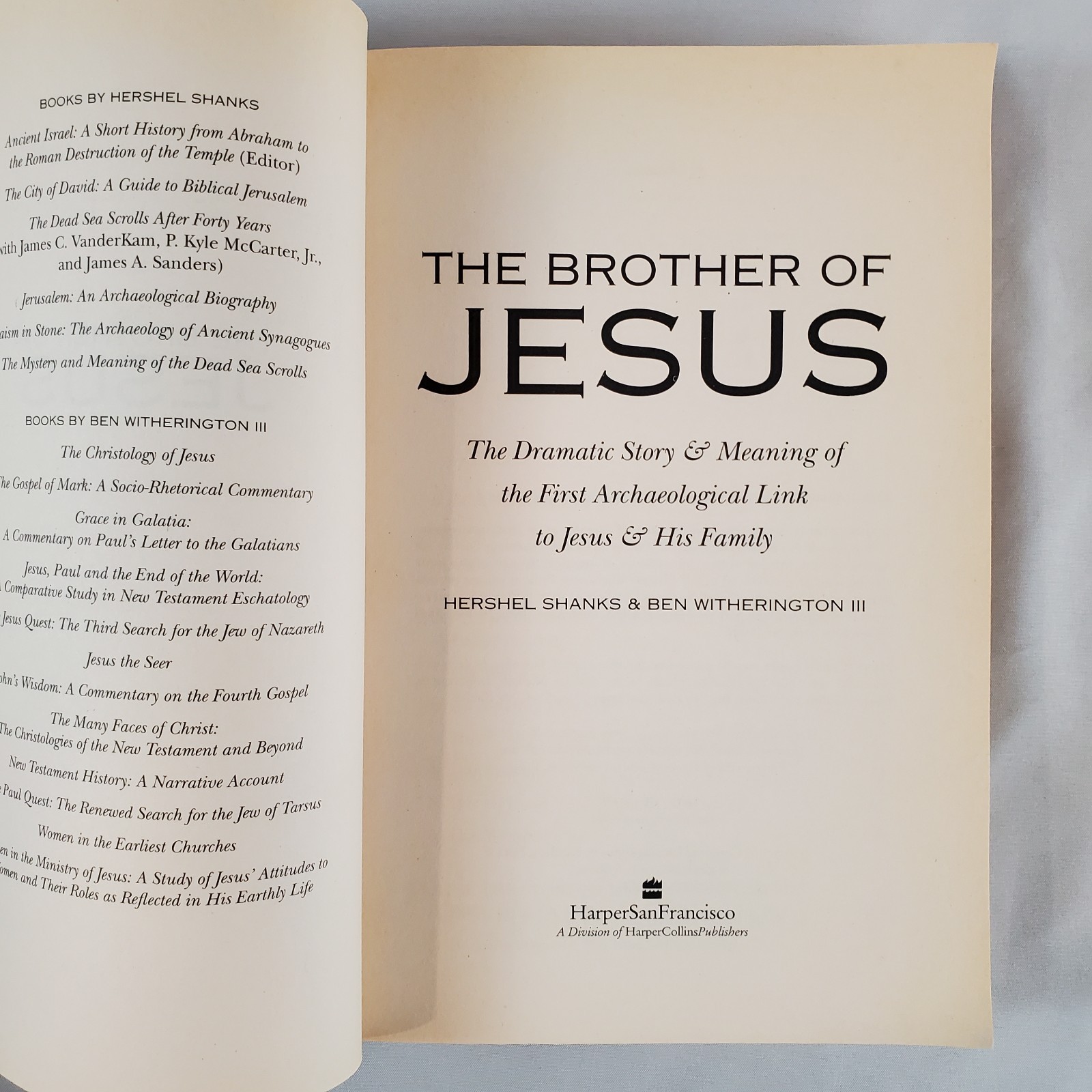 The Brother of Jesus PB Book James Ossuary Hershel Shanks & Ben Witherington III