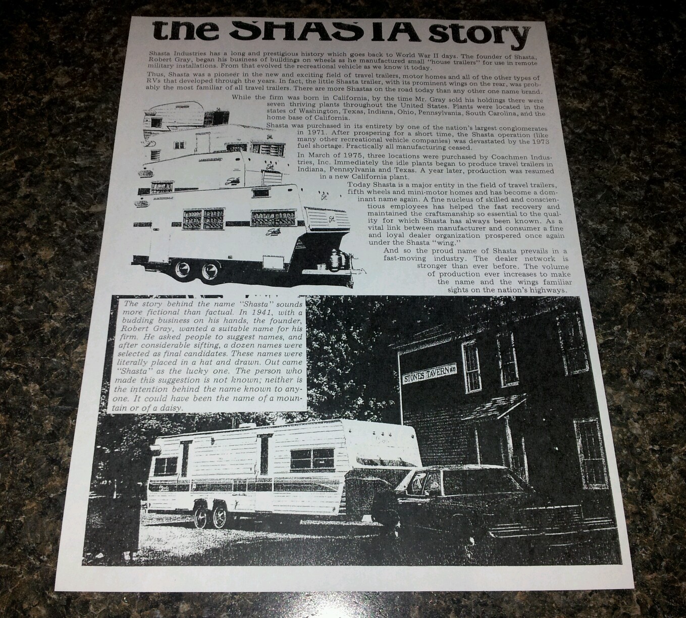 SHASTA VINTAGE TRAVEL TRAILER OWNERS MANUAL NEW (COPY)