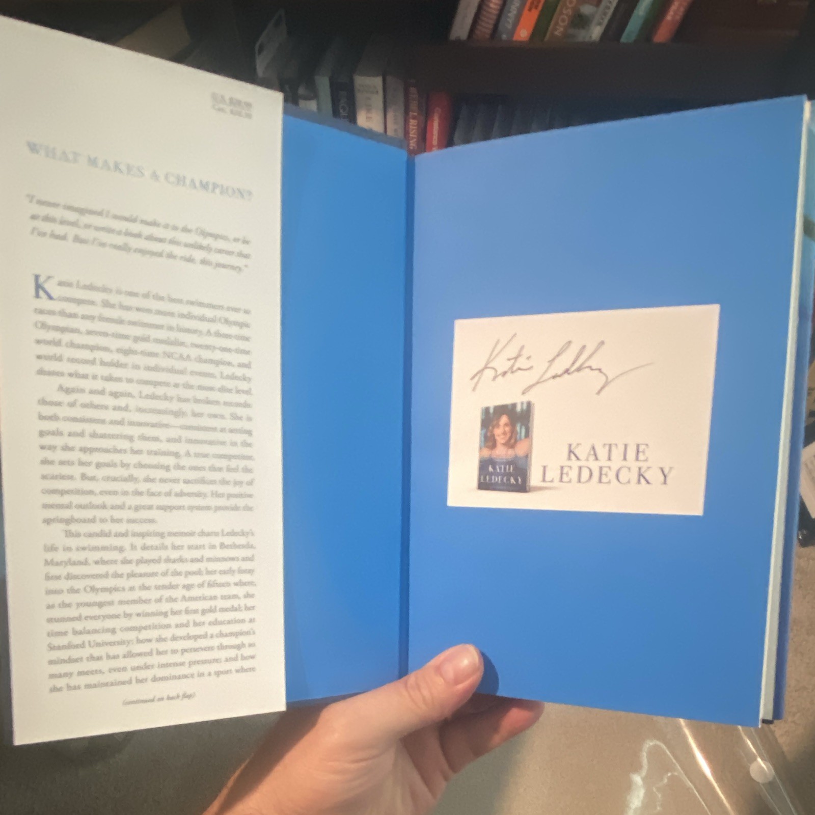 Katie Ledecky Just Add Water: My Swimming Life HC 2024 1st Ed Signed w/DJ