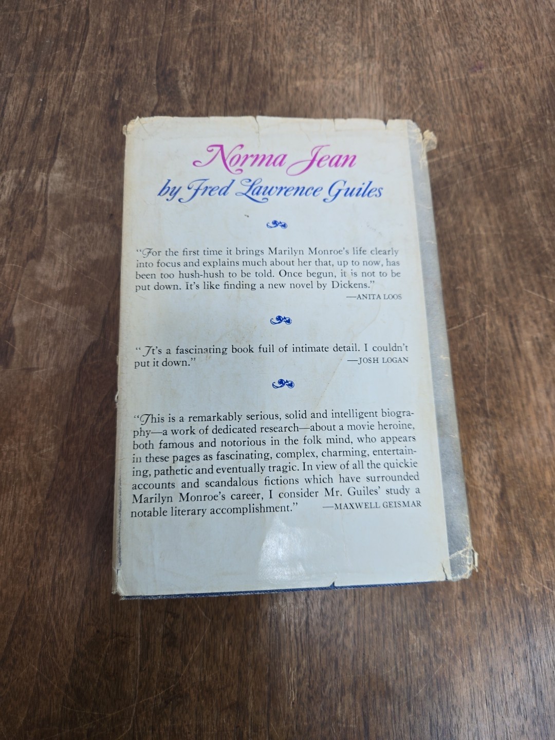 Norma Jean, by Fred Lawrence Guiles, 1969 Marilyn Monroe Biography, HC BCE