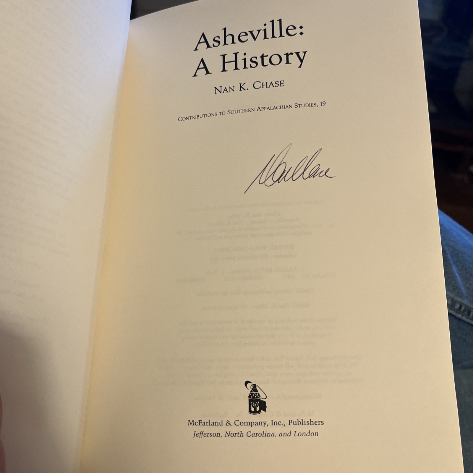 Asheville: A History by Nan K. Chase Western North Carolina WNC NC Signed