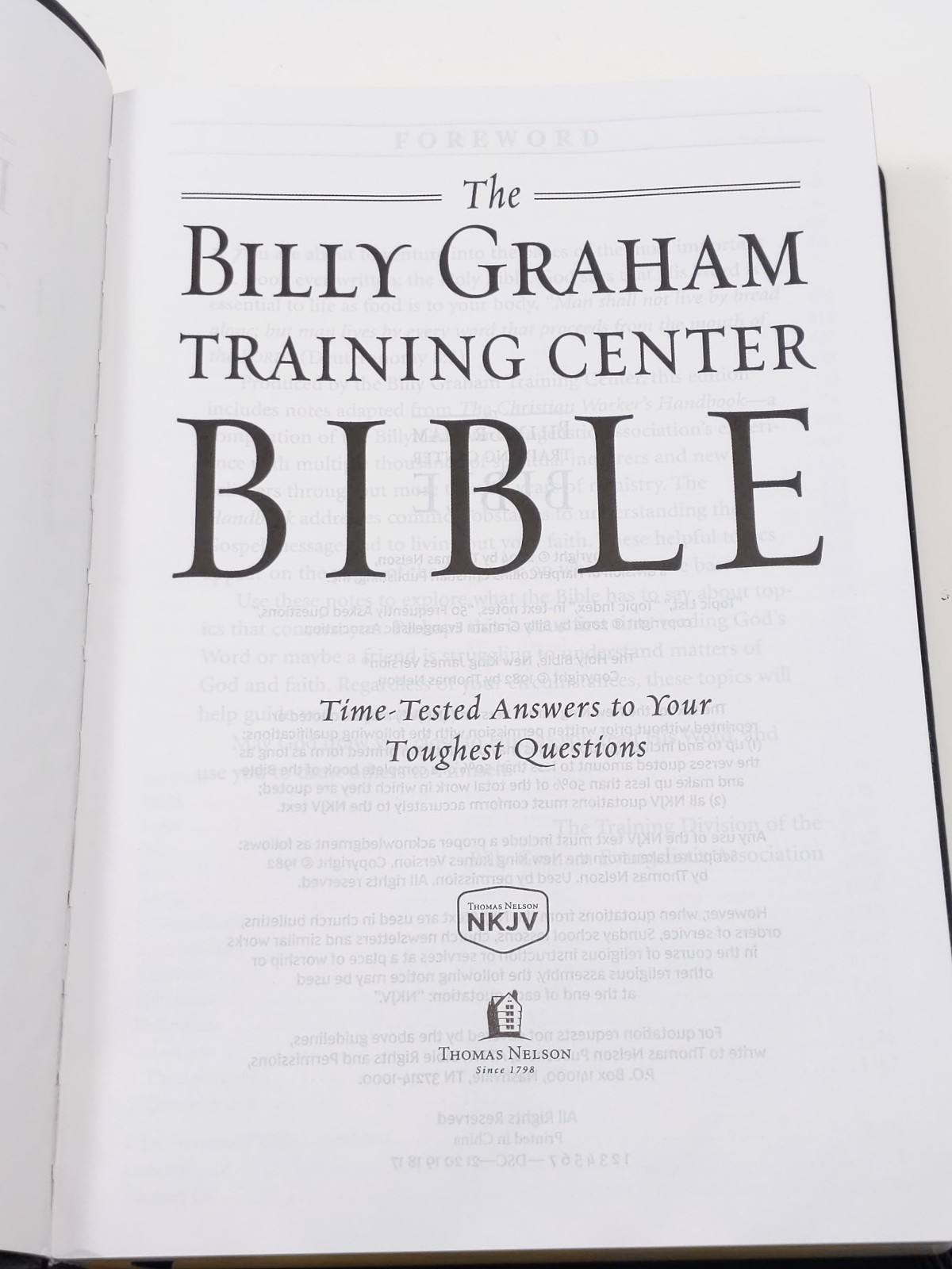 The Billy Graham Training Center Bible NKJV (Leathersoft) Thomas Nelson