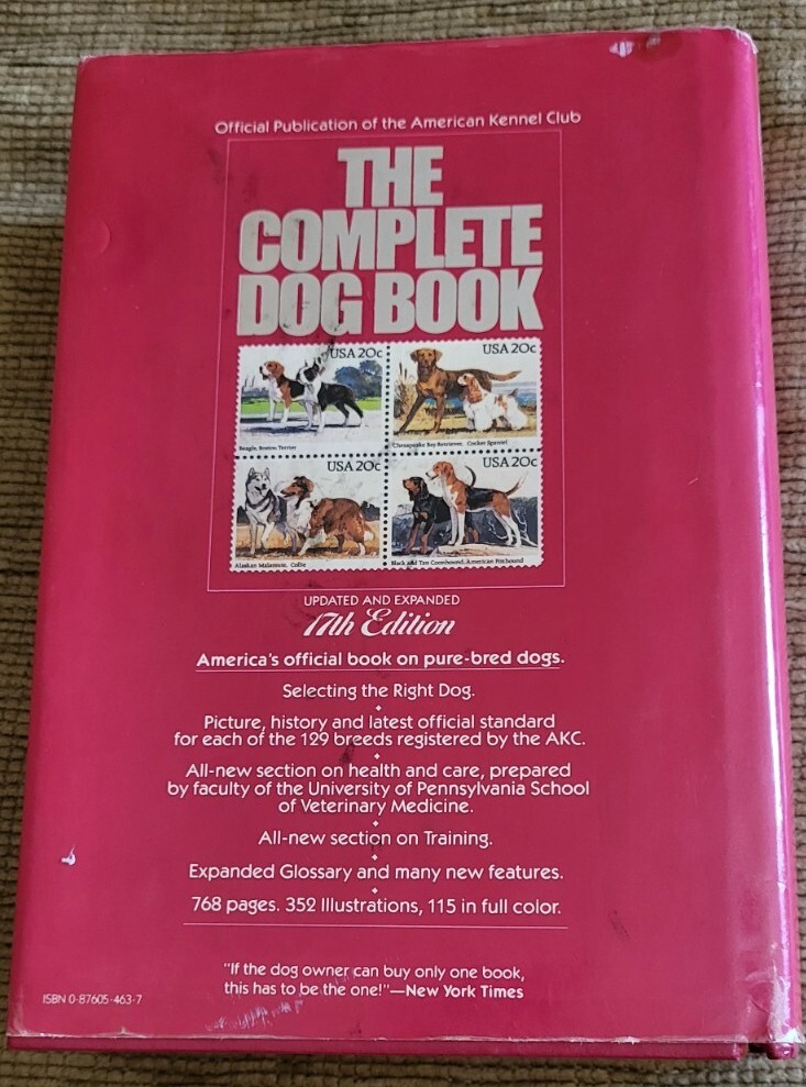 The Complete Dog Book 17th Edition Vintage 1986 American Kennel Club Reference