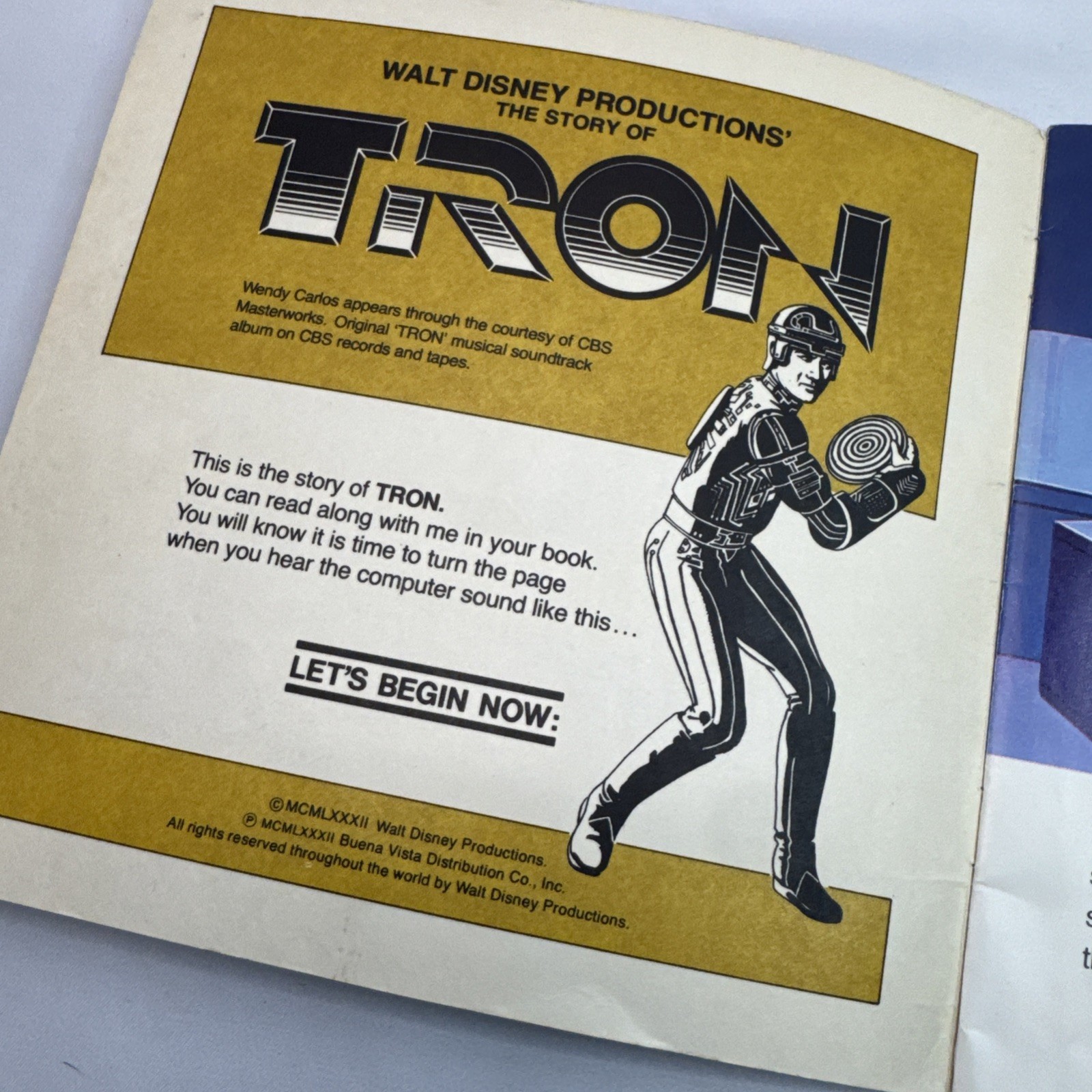 Vintage 1982 Disney TRON Read-Along Book and Record 33 1/3 RPM Vinyl 384