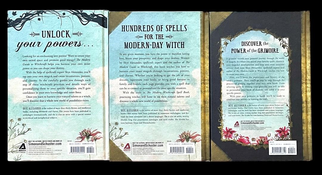 Lot of 3 MODERN WITCHCRAFT Books~Skye Alexander ~Guide/ Spell Book/ Grimoire~NEW