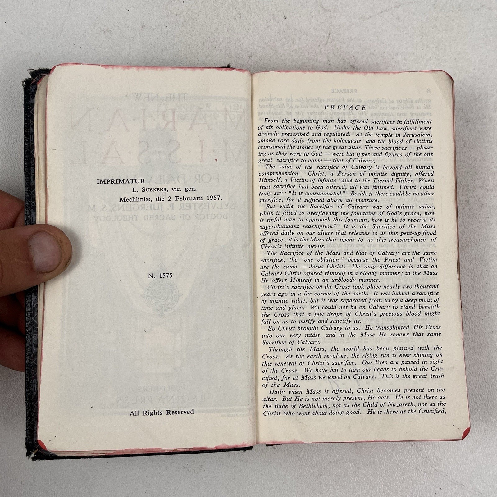 The New Marian Missal for Daily Mass Juergens 1957 Color Illustrations