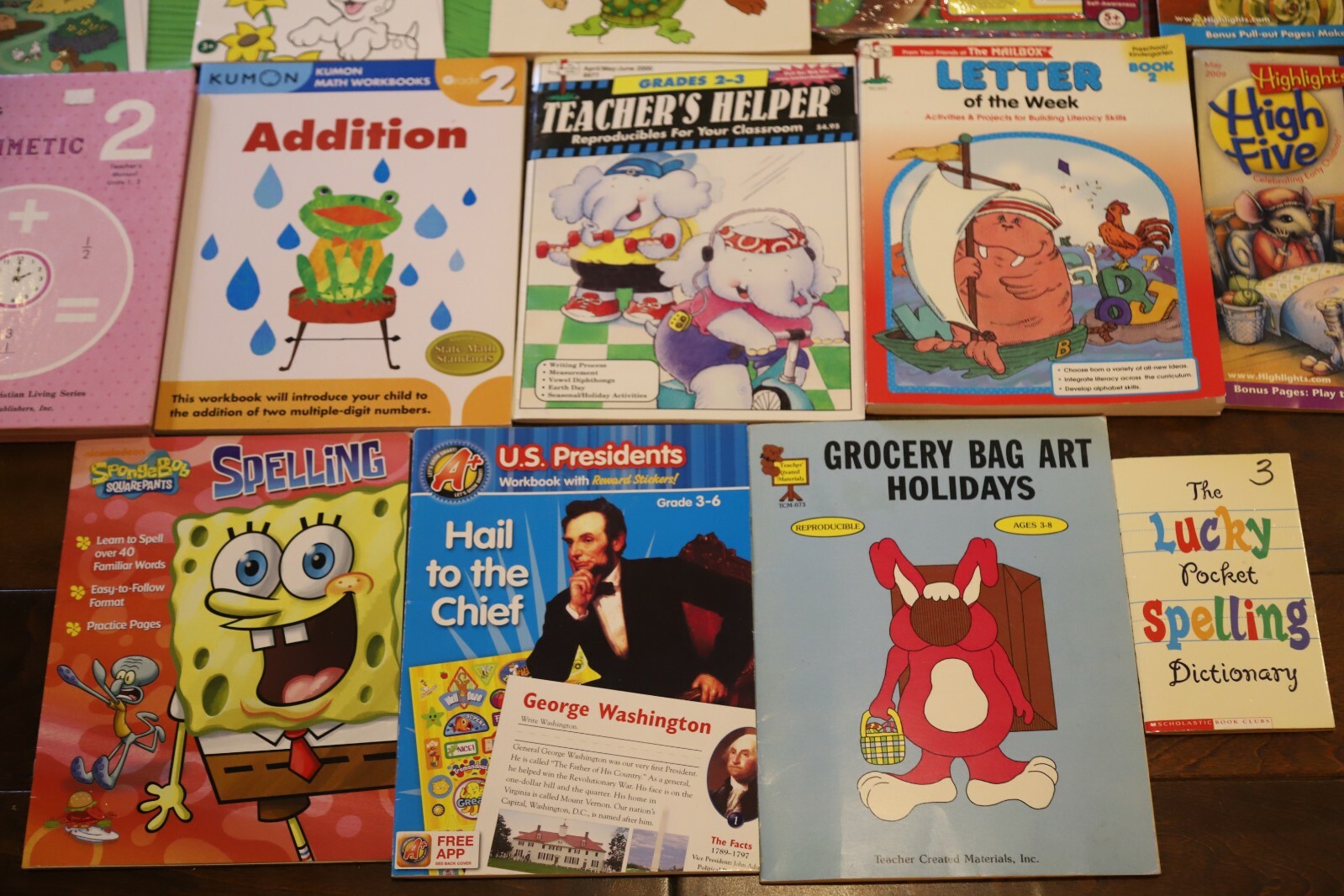 Lot of 28 Educational Kids Children Books Math Reading Spelling High Five States