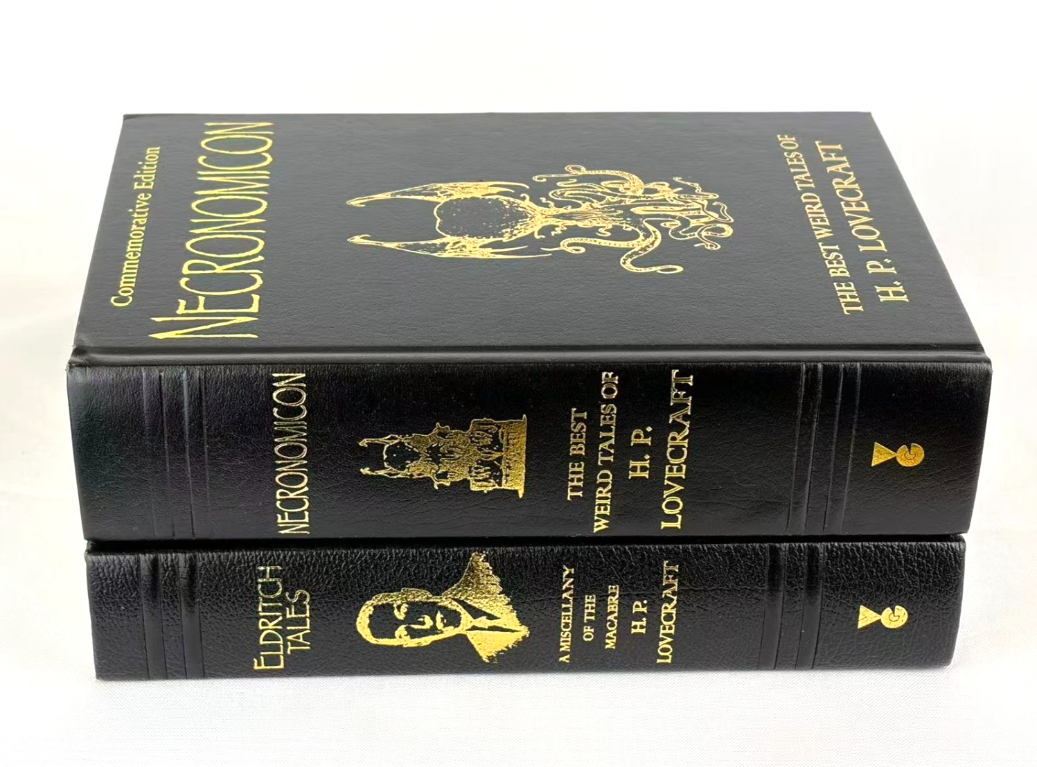 NECRONOMICON & ELDRITCH TALES of H.P. Lovecraft Set of 2 Deluxe Leather Classics