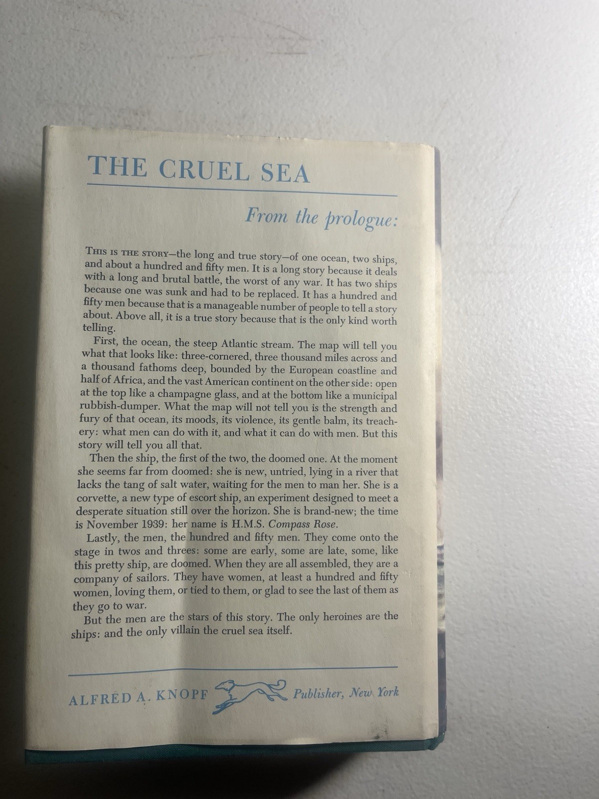 The Cruel Sea Hardcover 1951 Nicholas Monsarrat Dust Jacket WWII Naval Knopf