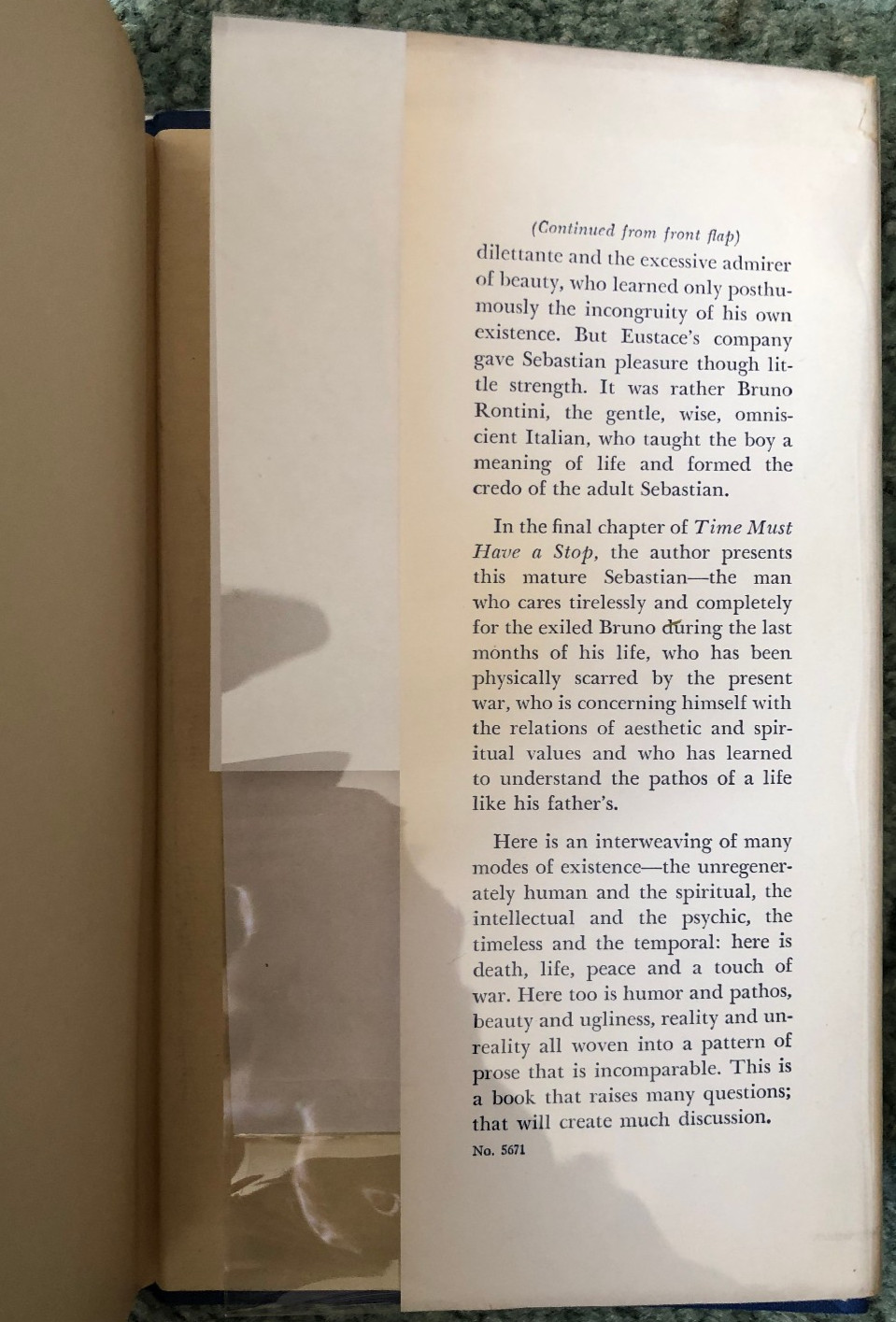 Time Must Have a Stop, Aldous Huxley, 1944 Harper and Brothers hardcover