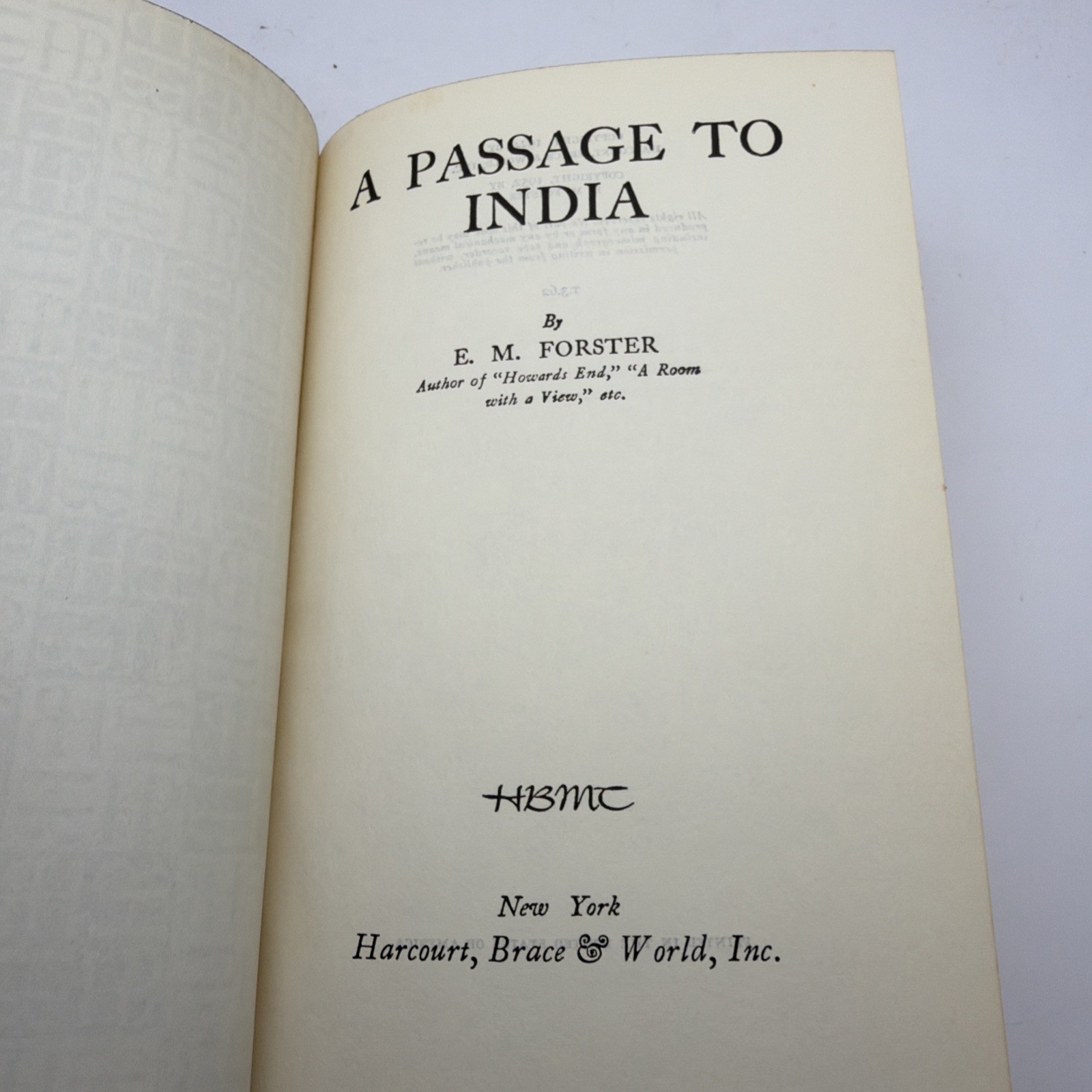 A Passage to India (Harbrace Modern Classics, No. 1-B)