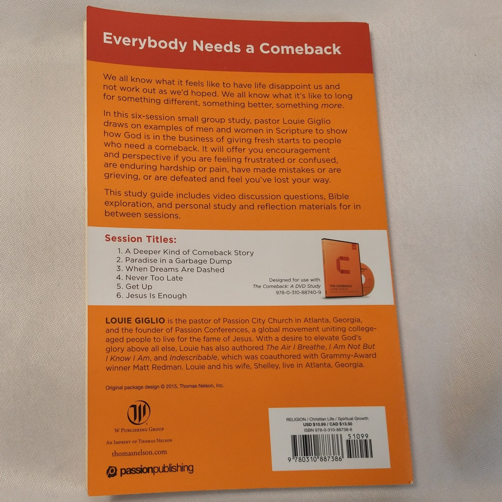 The Comeback Study Guide It’s Not Too Late by Louie Giglio paperback