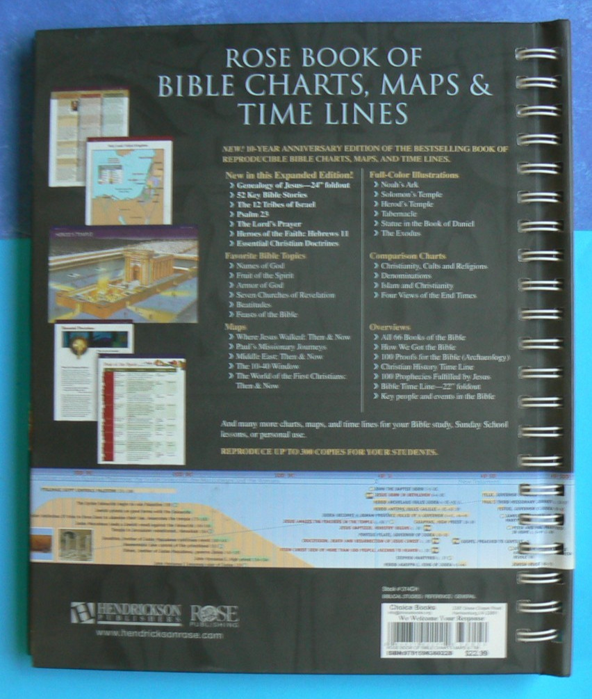 Rose Book of Bible Charts,Maps, &Time Lines,10th Anniversary Ed.spiral HC 2015
