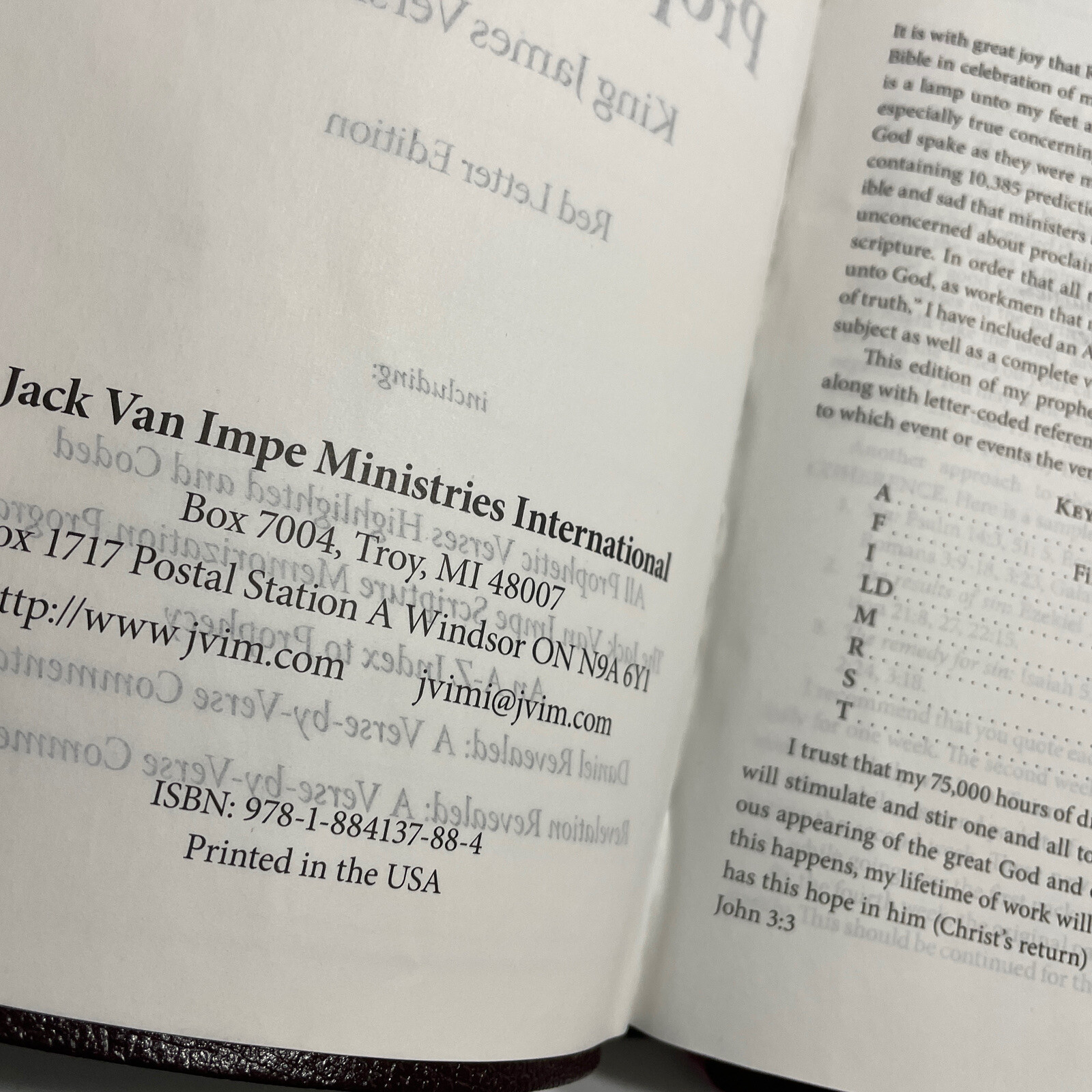 KJV Jack Van Impe Prophecy Bible Burgundy Leather Red Letter Limited Edition