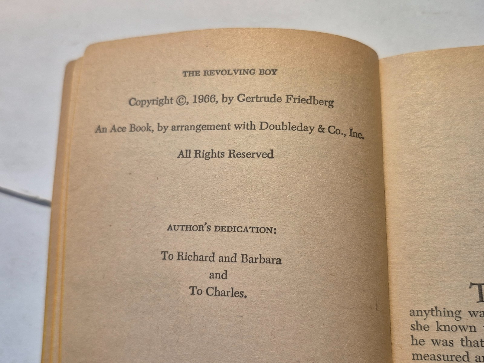 Revolving Boy: Gertrude Friedberg. Ace Books (H-58) 1966