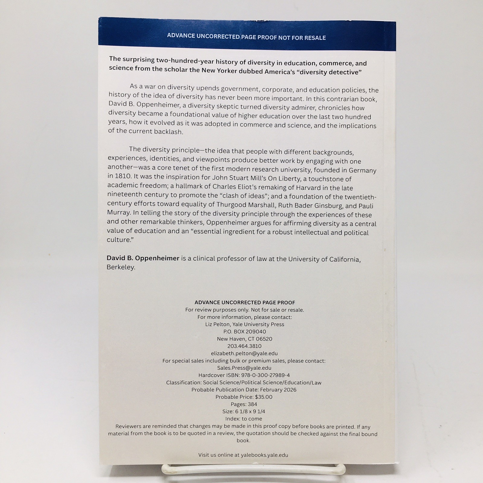 The Diversity Principle ARC by David Oppenheimer History of Transformative Ideas