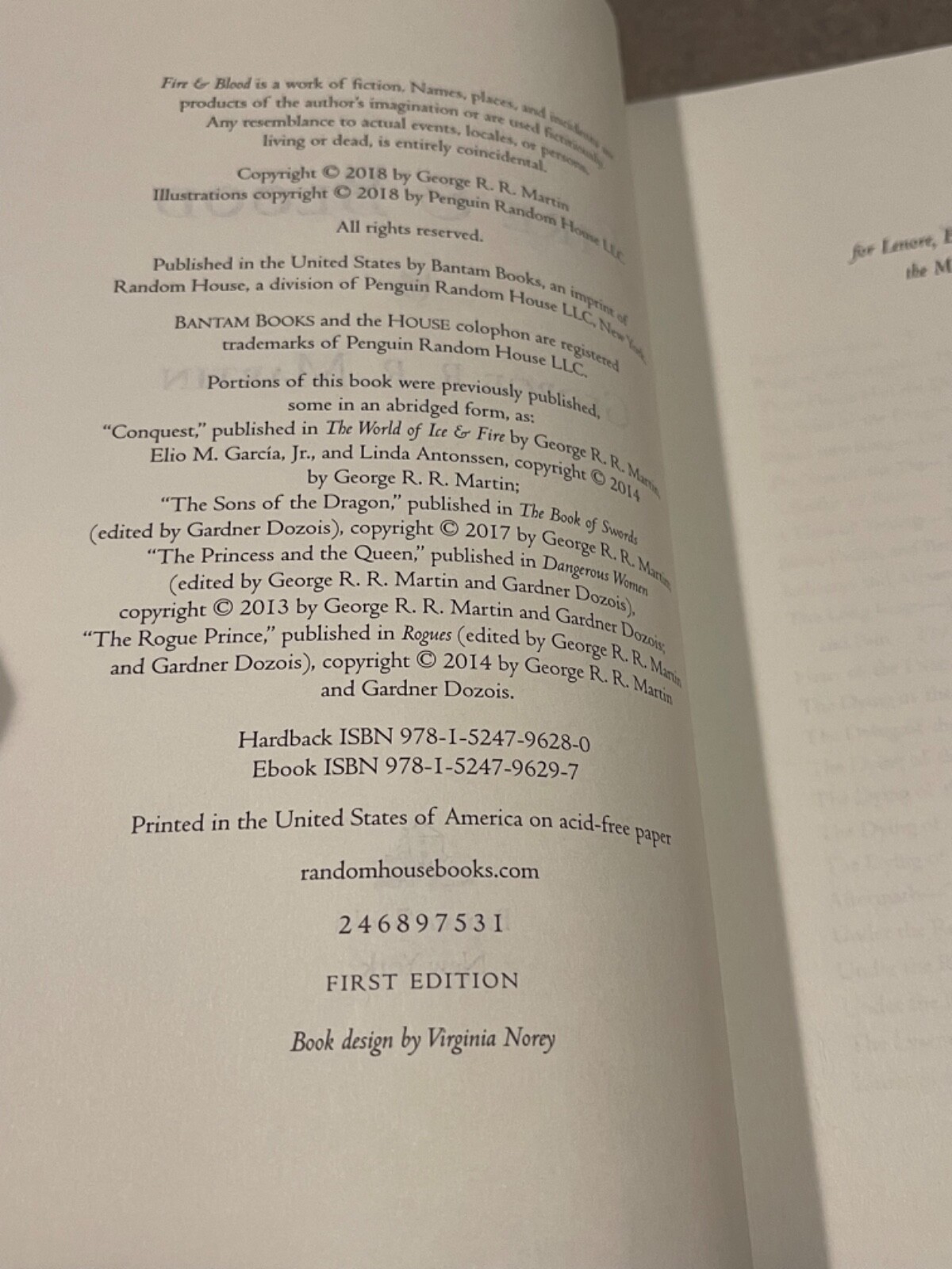 Fire & Blood by George R. R. Martin (1st Edition, 1st Print HC) HotD, GoT, SoIaF