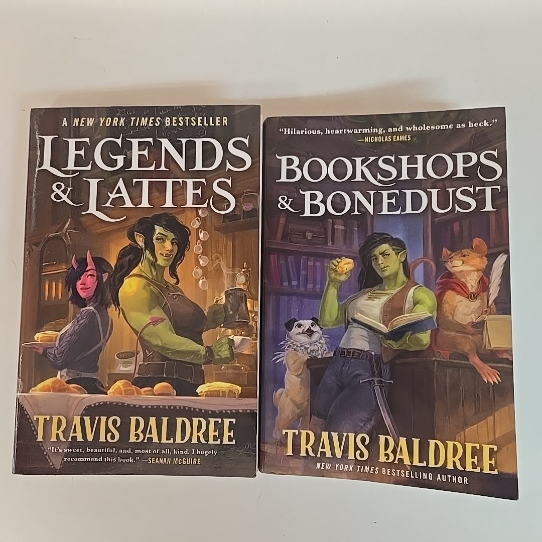 Lot of 2 Books by Travis Baldree Bookshops & Bonedust Legends & Lattes Paperback