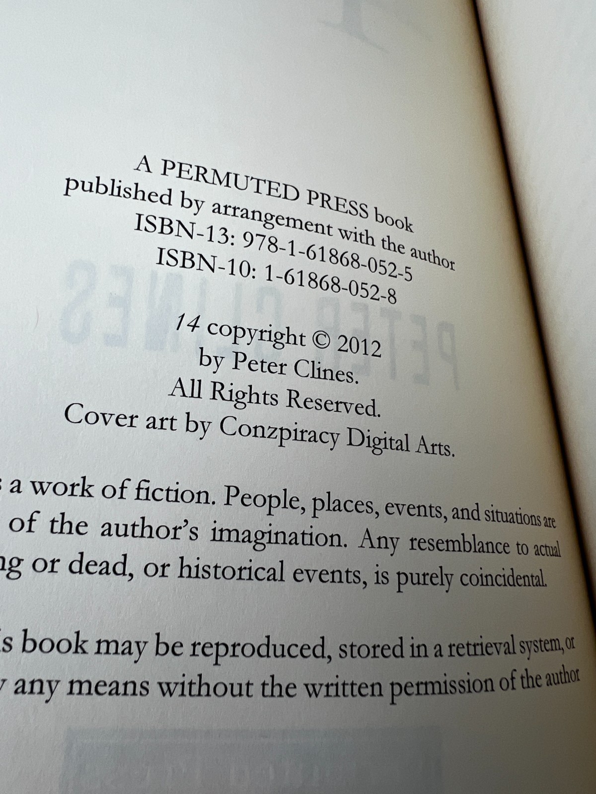 14 by Peter Clines – Permuted Press 2012 Paperback – Low Print Run Horror/Sci-Fi