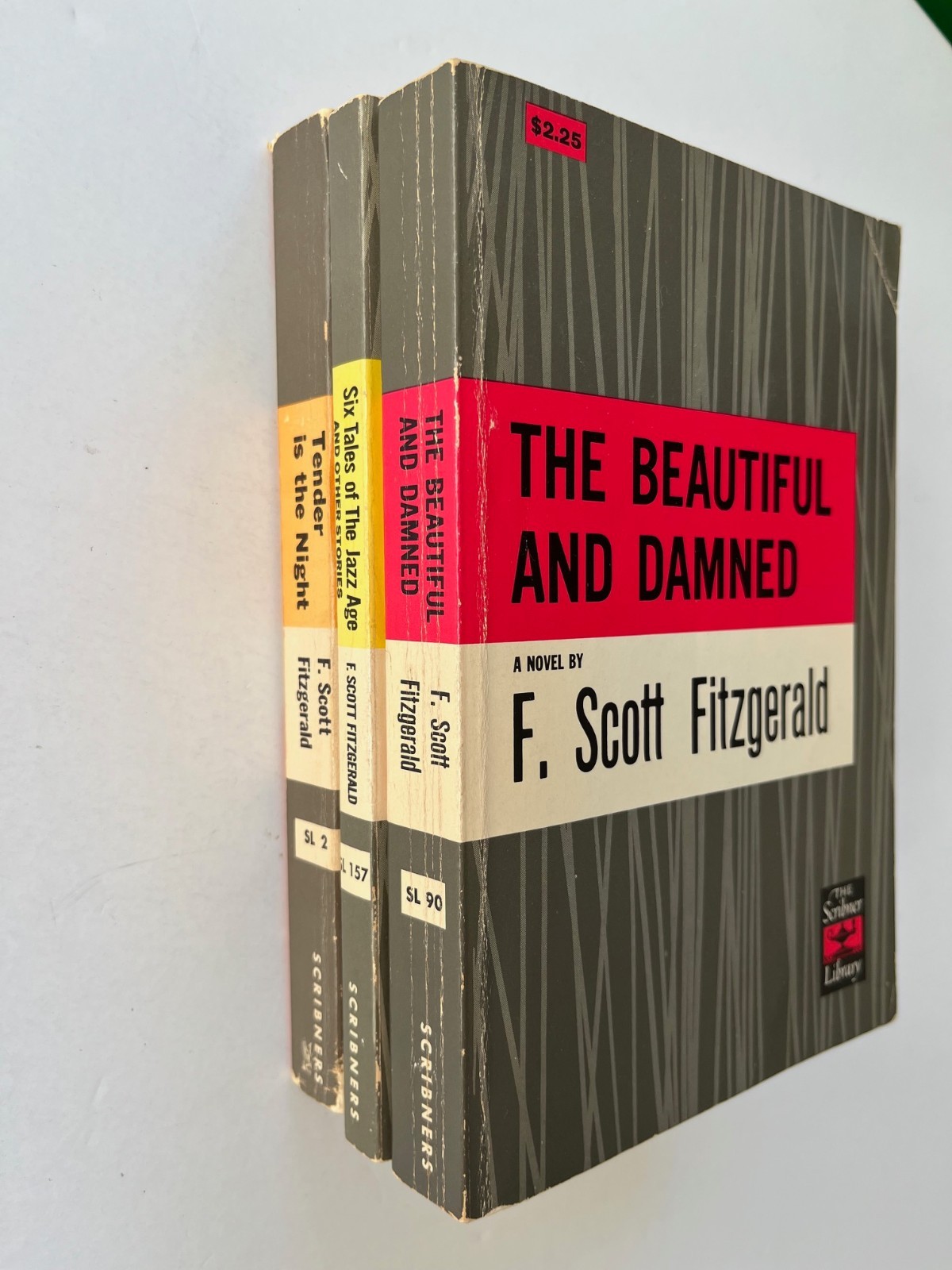 F. SCOTT FITZGERALD `~ lot of 3 Scribner ~ JAZZ AGE Tender Is The Night DAMNED