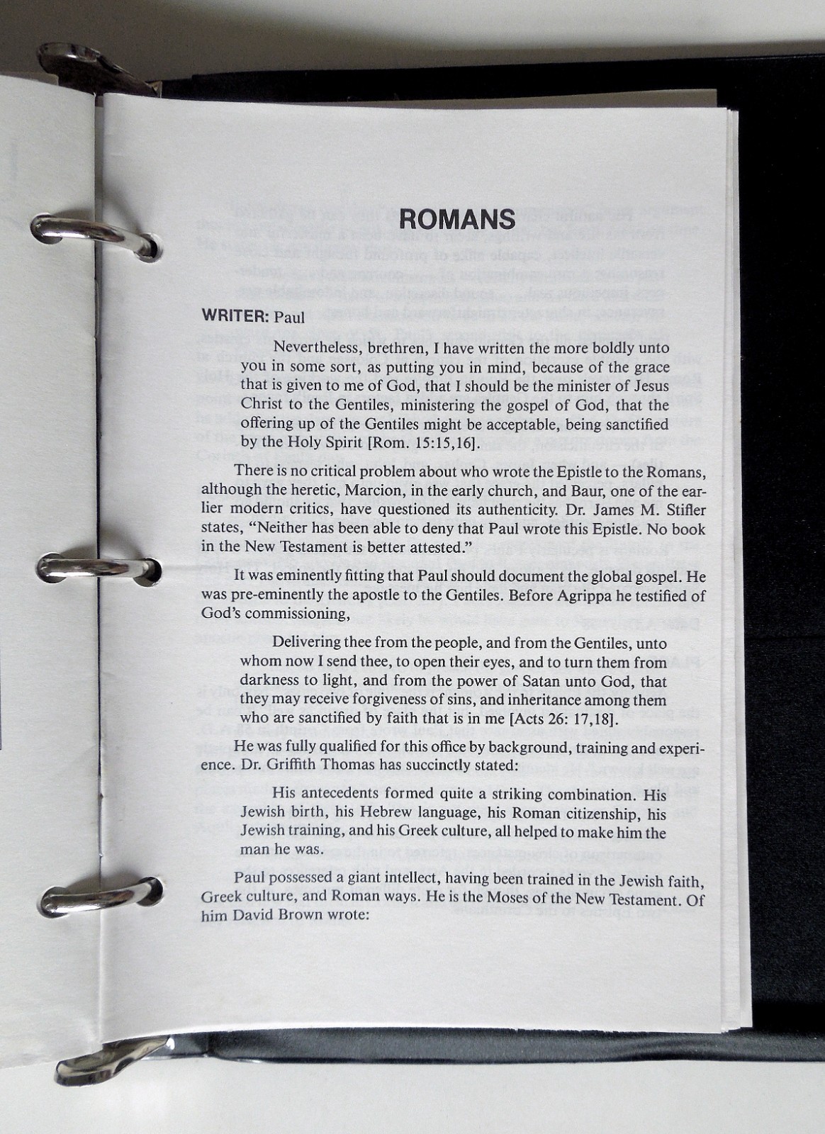 J. Vernon McGee’s Notes on the Holy Bible (partially complete, w/binder)