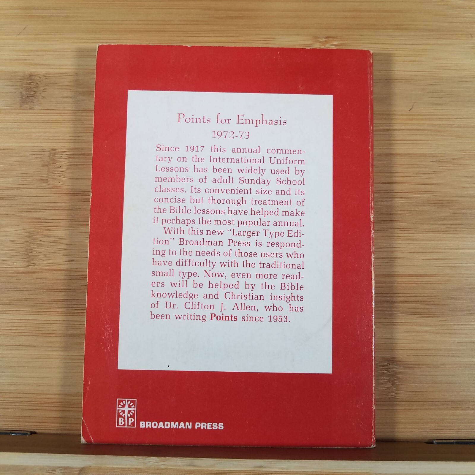 POINTS FOR EMPHASIS 1972-73 by Clifton J Allen Southern Baptist – Larger Type Ed