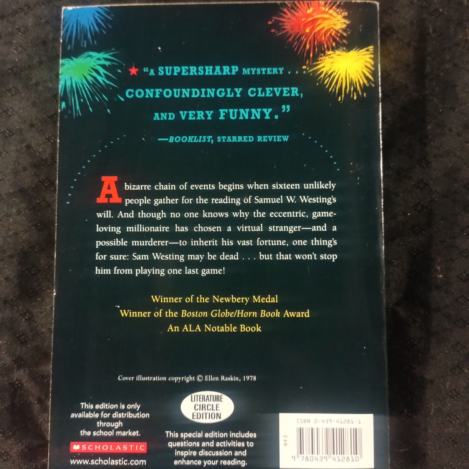 Ellen Raskin book THE WESTING GAME Scholastic Mysteries Paperback
