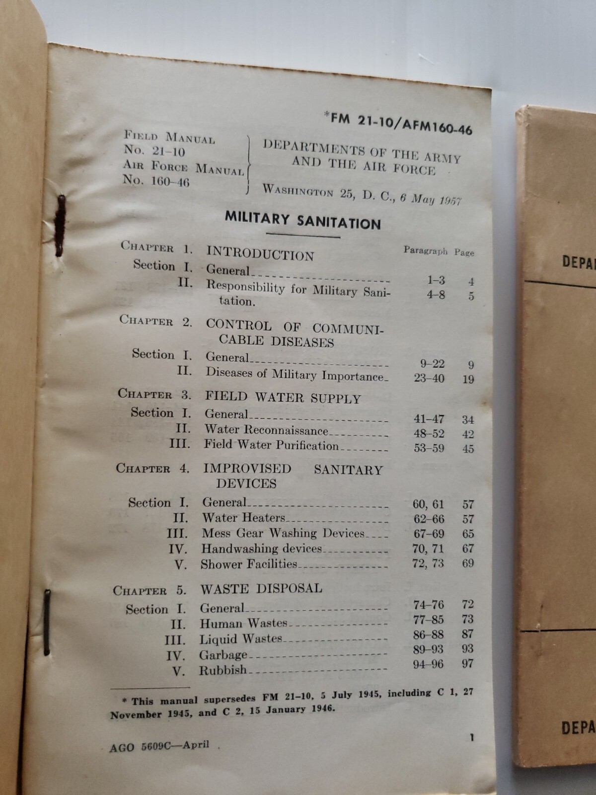 Department of the Army First Aid For Soldiers 1954 & Military Sanitation 1957