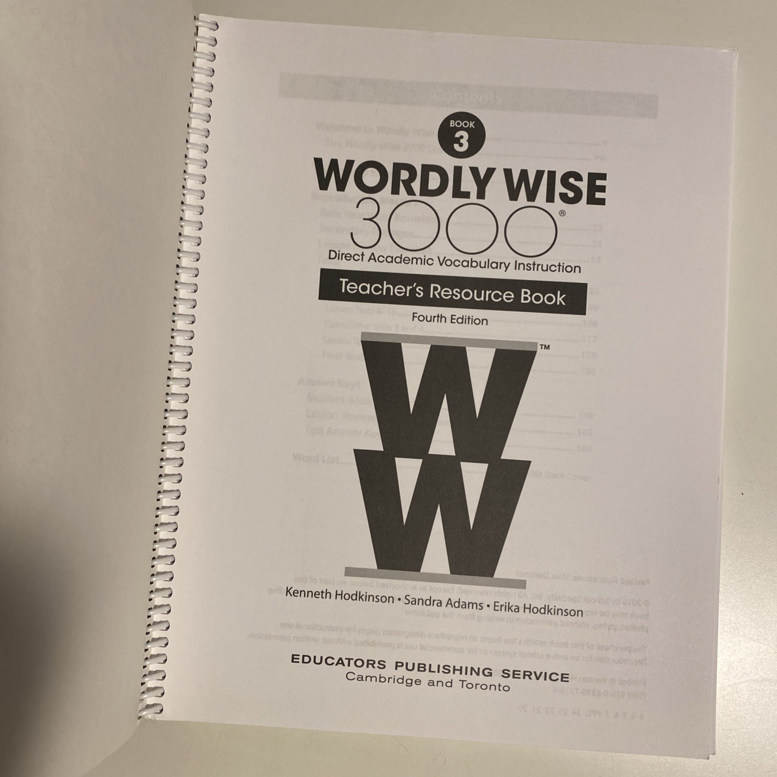Wordly Wise, Grade 3 by Kenneth Hodkinson Teacher Resource Book