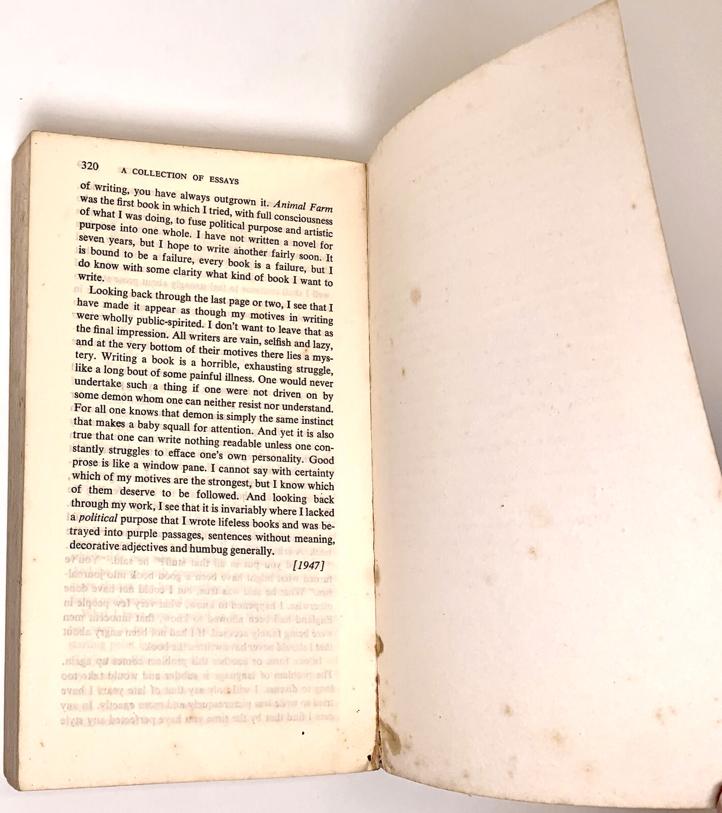 A Collection of Essays by George Orwell, 1954 Doubleday, 95¢ on cover, Very good