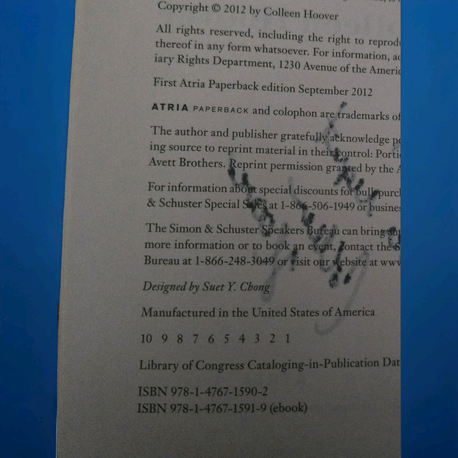 First Editon of „Slammed“ And Signed By Author Colleen Hoover
