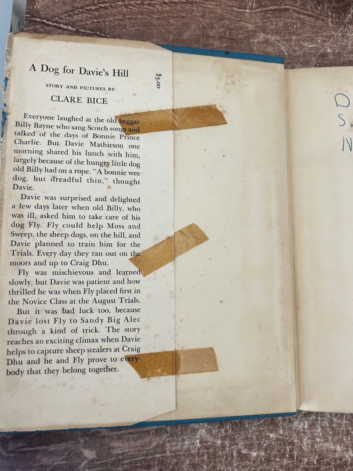 A Dog for Davie’s Hill by Clare Bice 1957 Hardcover/DJ BCE The Macmillan Company