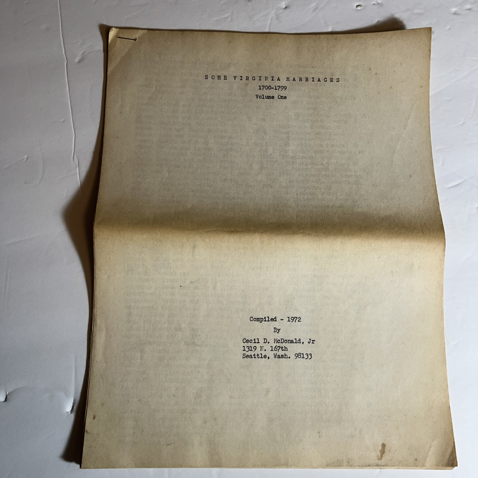 SOME VIRGINIA MARRIAGES Genealogy Records 1700-1799 Pioneer Colonists Book pages