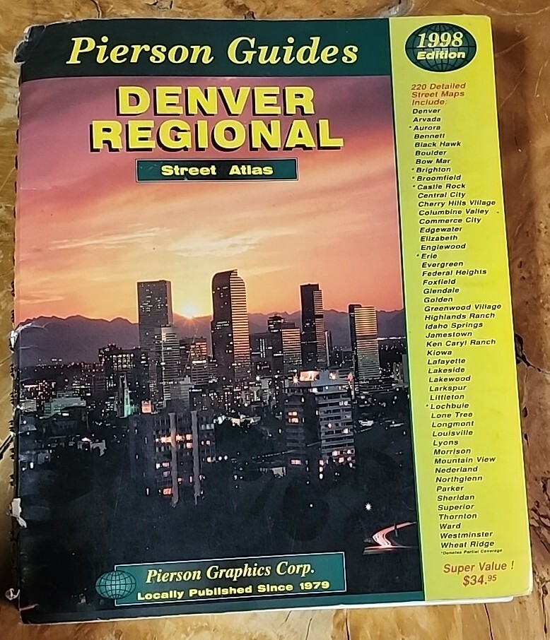RARE Pierson Guides Denver Regional Street Atlas Map Book 1998 Edition
