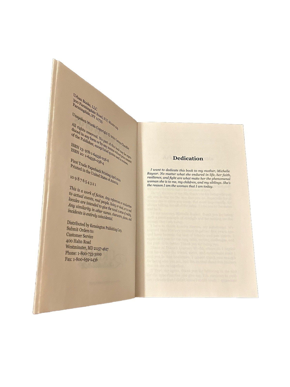 Unspoken Words by Latoya Chandler Paperback- Self-Help, Inspirational….