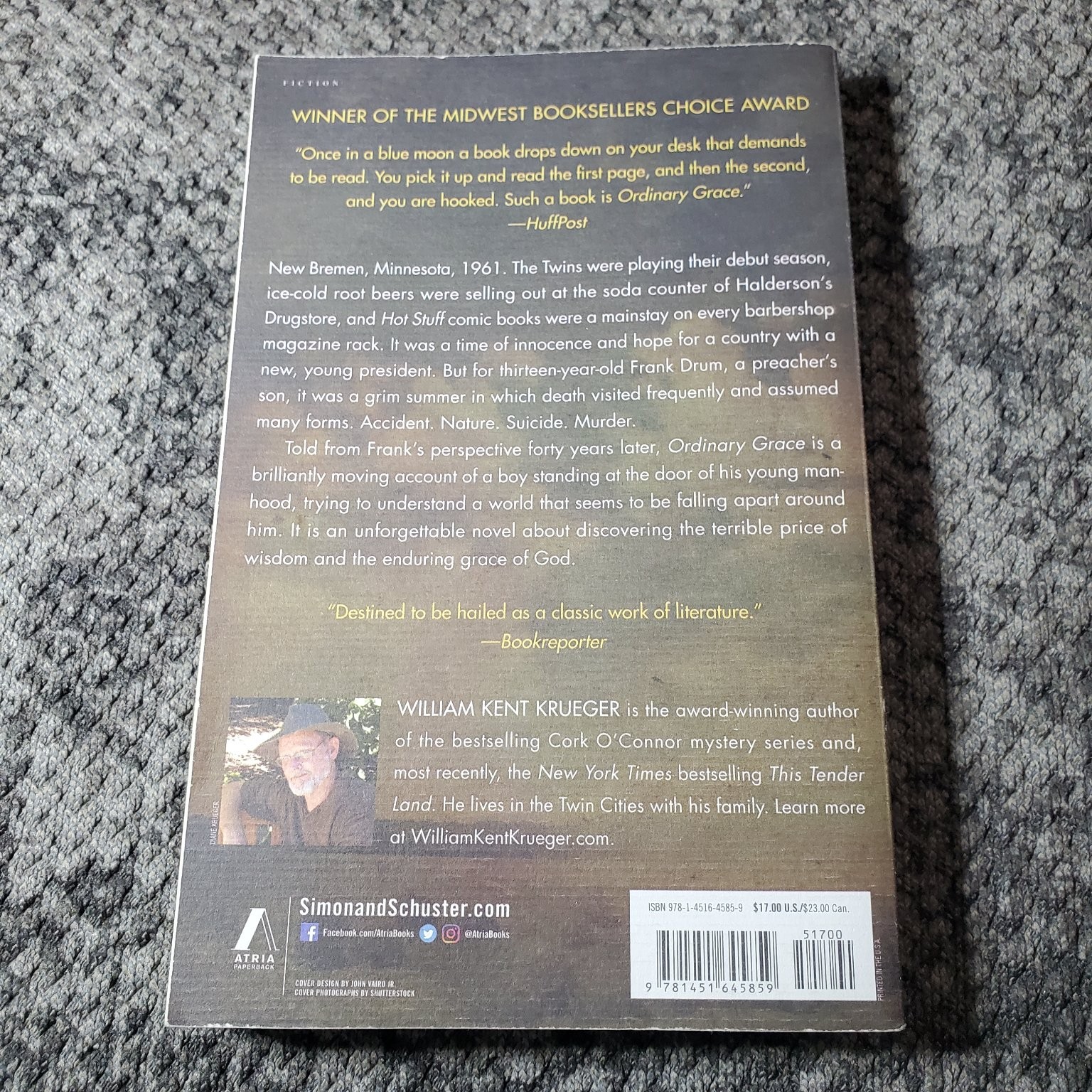 Ordinary Grace William Kent Krueger 2014 First Atria Paperback Edgar Award