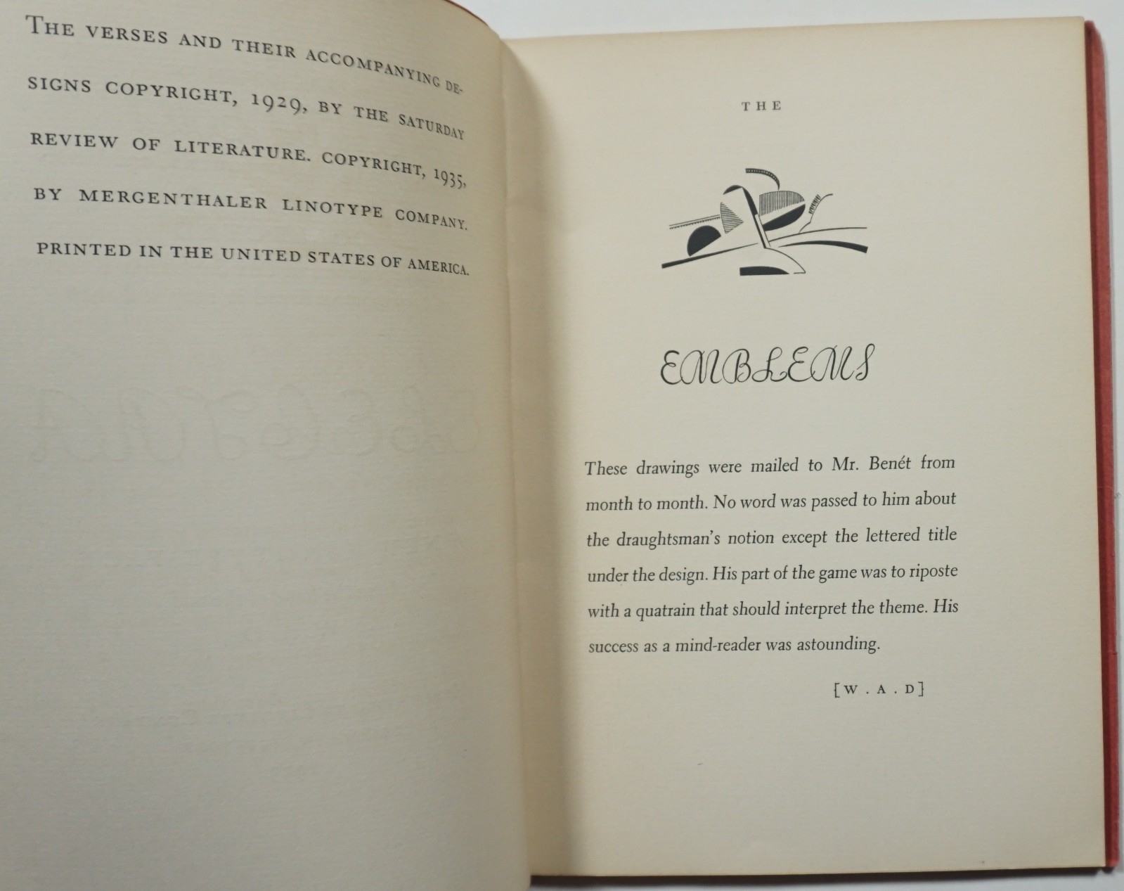 Emblems and Electra 1935 Dwiggins Benet Linotype Fonts Book Design