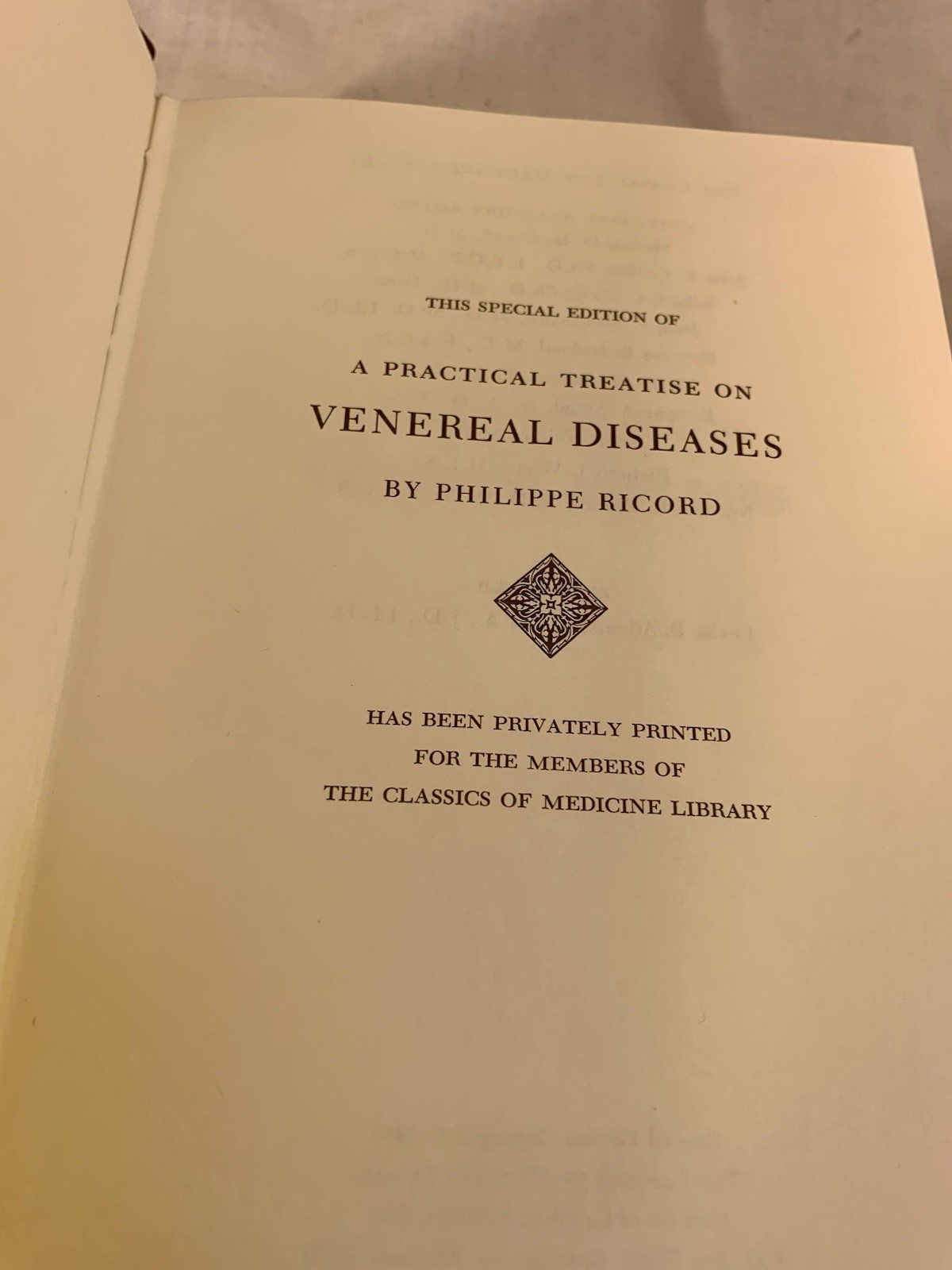 Record PRACTICAL TREATISE VENEREAL DISEASE Classics of Medicine 1988 Near Mint