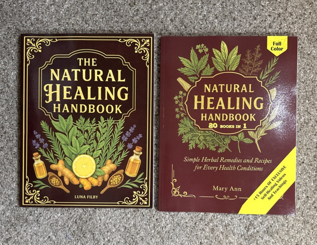 New The Natural Healing Handbook 2 Book Lot Luna Filby & Mary Herbal Remedies