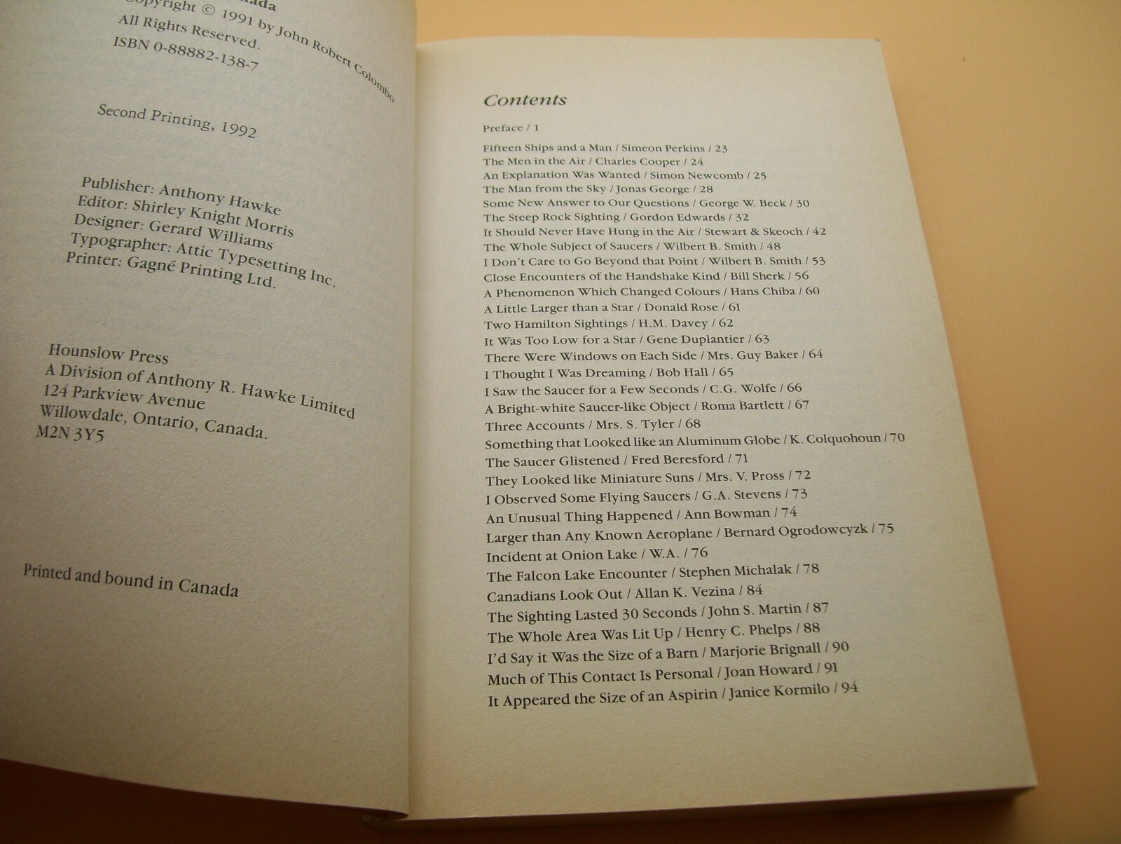 1992 UFO’s Over Canada PB Book Personal Sightings Close Encounters Aliens UFO