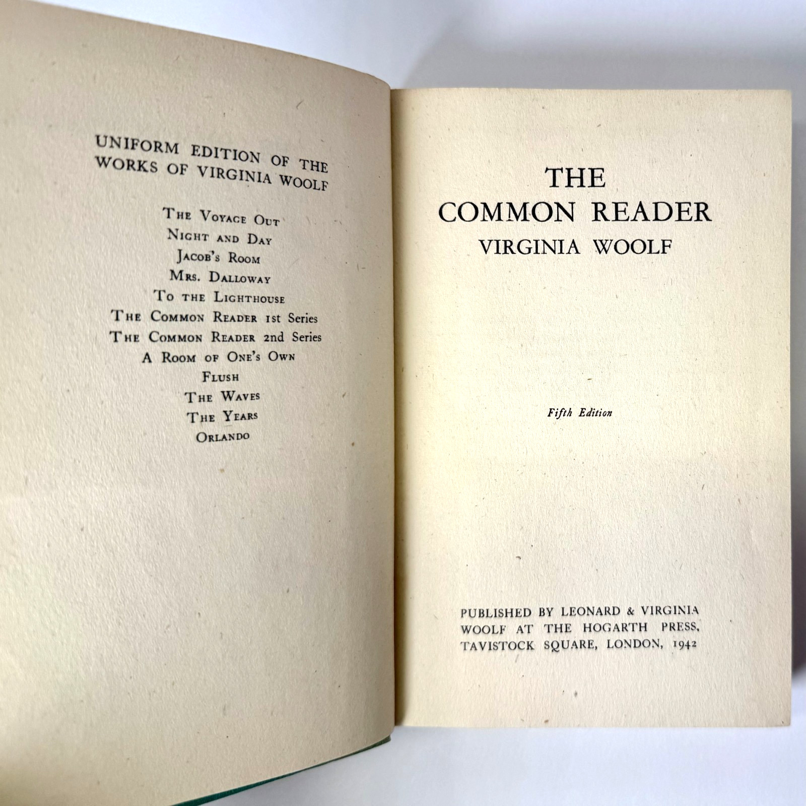 The Common Reader, Virginia Woolf, First Series 1942 UK Hogarth Press in Mylar