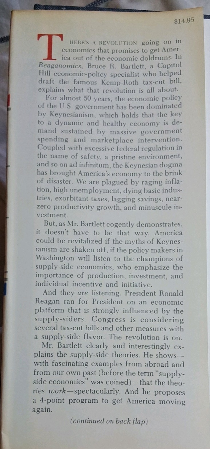 Reaganomics: Supply Side Economics in Action Bruce Bartlett HC/DJ Arlington