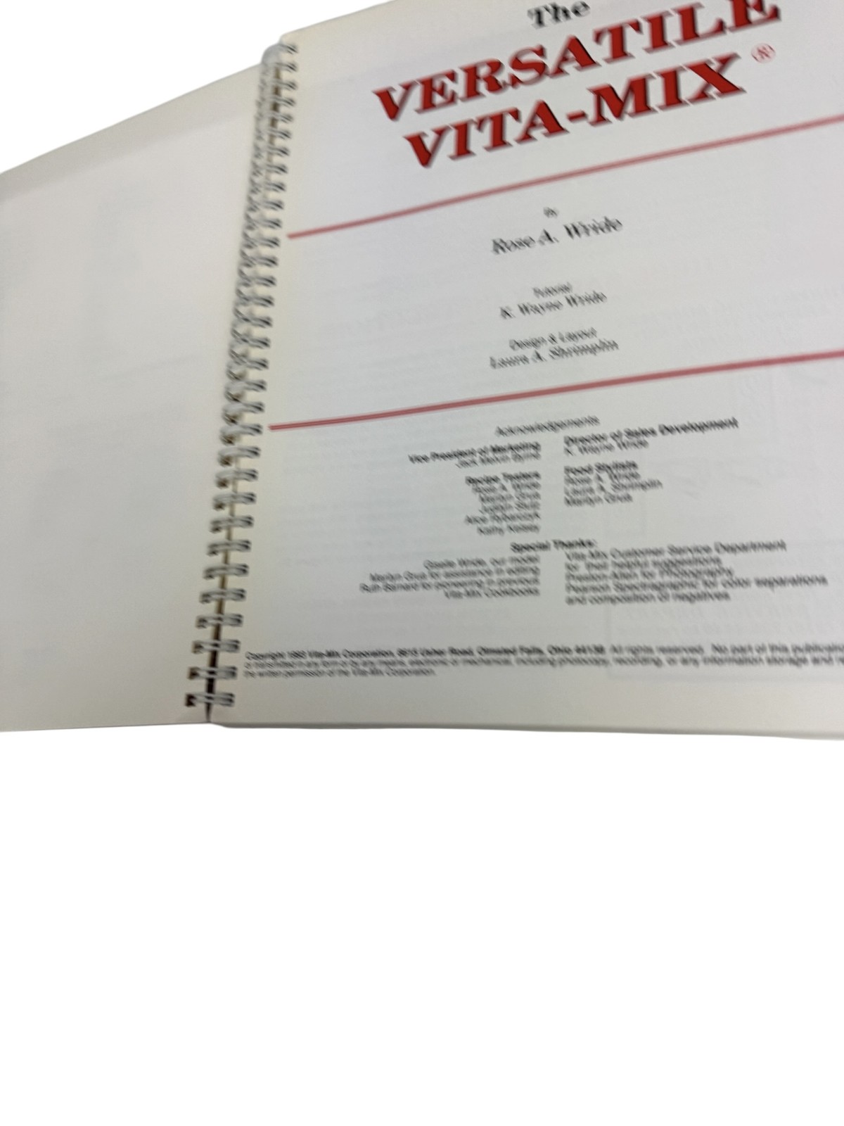 The Versatile Vita-Mix Cookbook Recipe Book Spiral Bound Vintage Kitchen