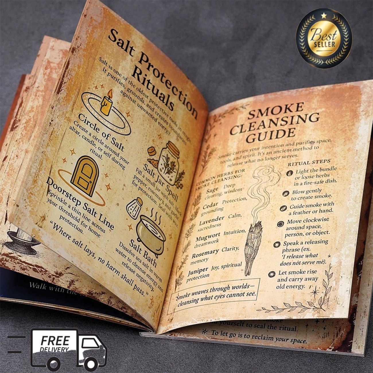 Witchcraft Grimoire Book of Shadows Journal Moon Phases Herbal Lore 77 Pages