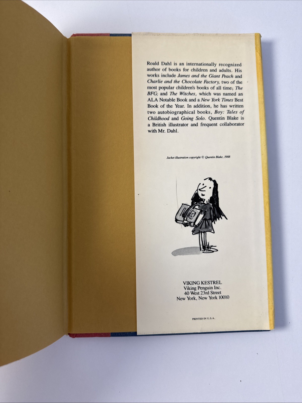Matilda by Ronald Dahl — Hardcover, DJ — 1st Edition, 3rd Print — 1988 Viking