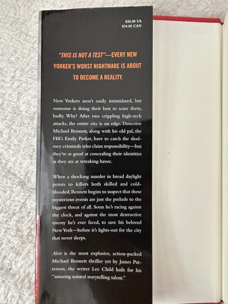 James Patterson, 2nd Chance; 5th Horseman; Alert; Sunday’s at Tiffany’s