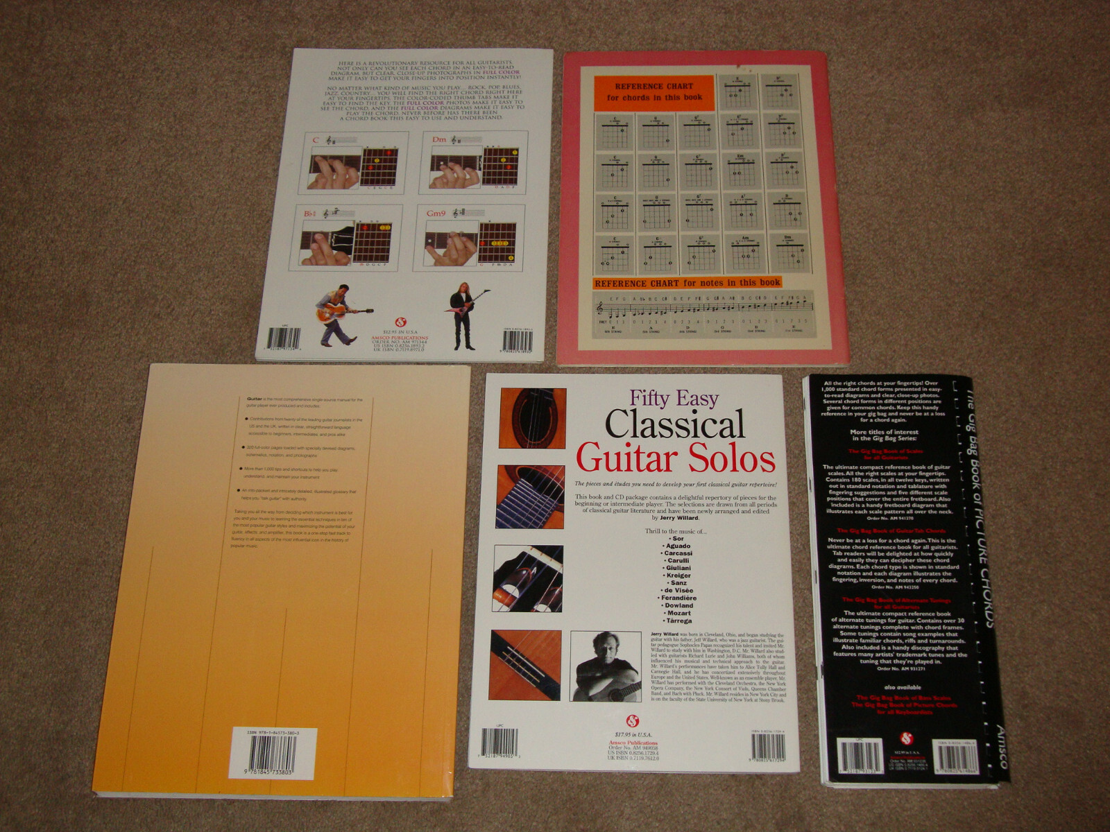 Fifty Easy Classical Solos Amsco Picture Chords Guide Method Guitar Songbook Lot