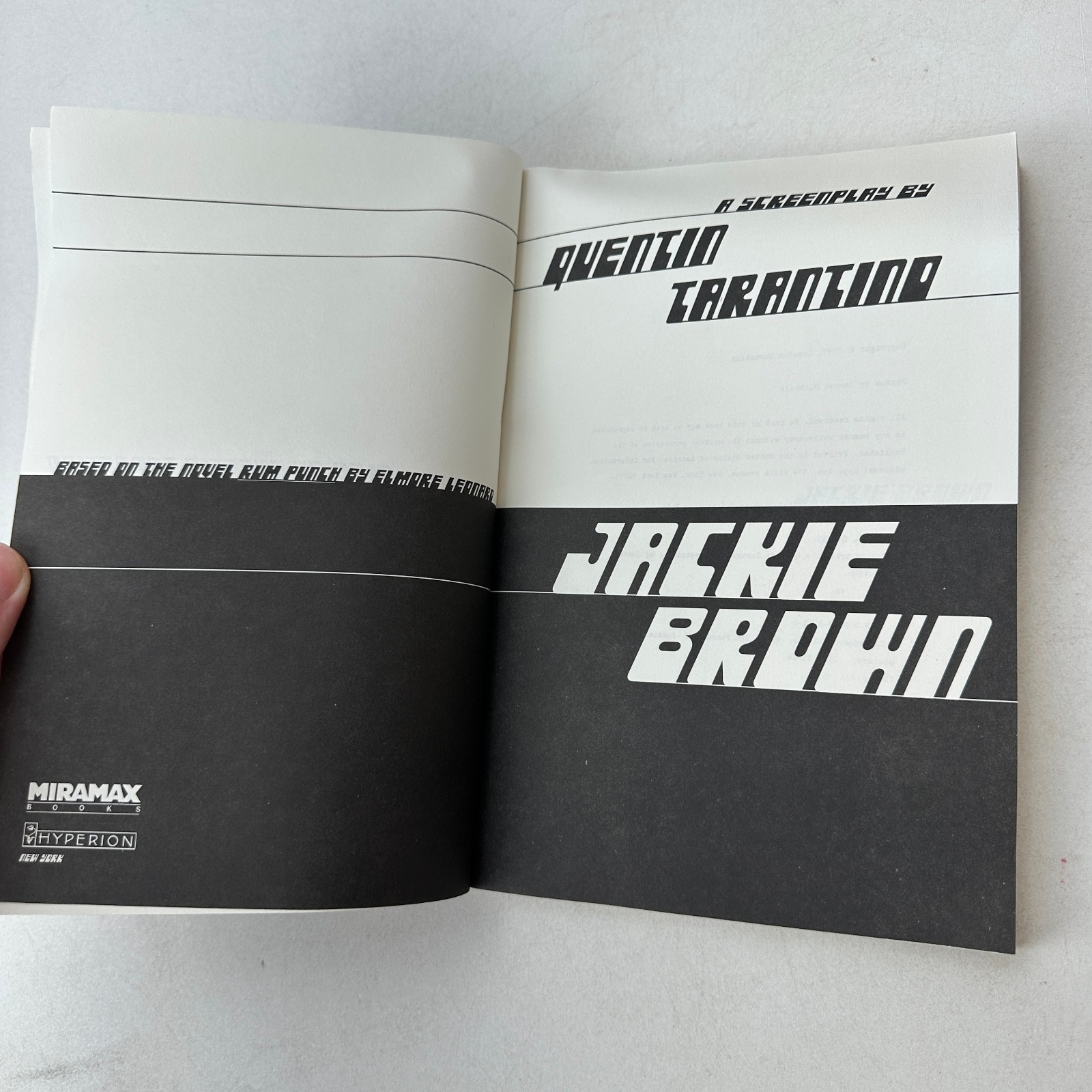 Jackie Brown Screen Play by Elmore Leonard and Quentin Tarantino 1997 First Ed.