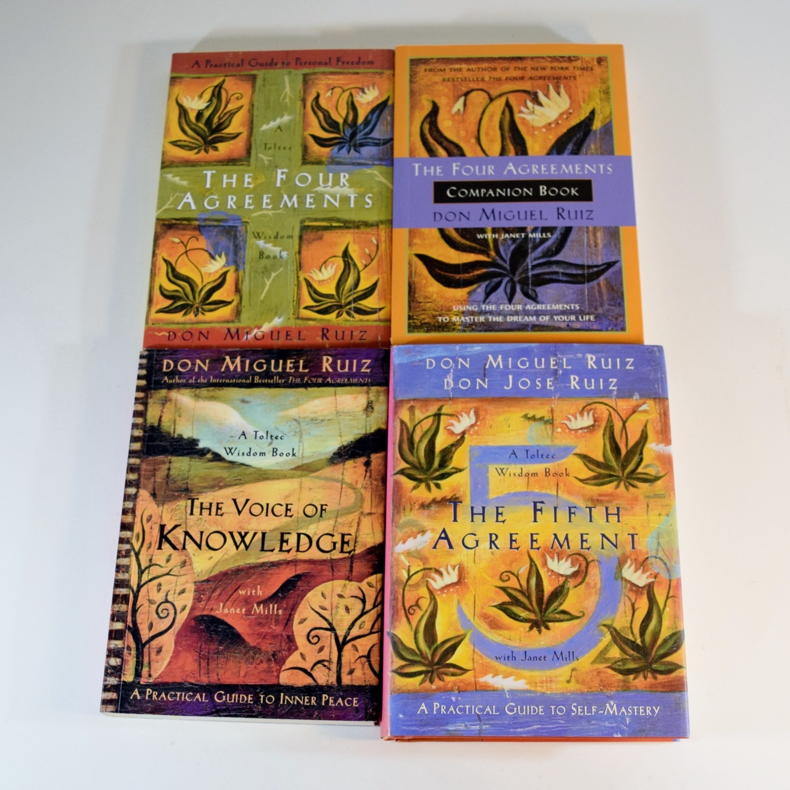 Don Miguel Ruiz Lot of 4 Toltec Wisdom books – Four Agreements Fifth Agreement