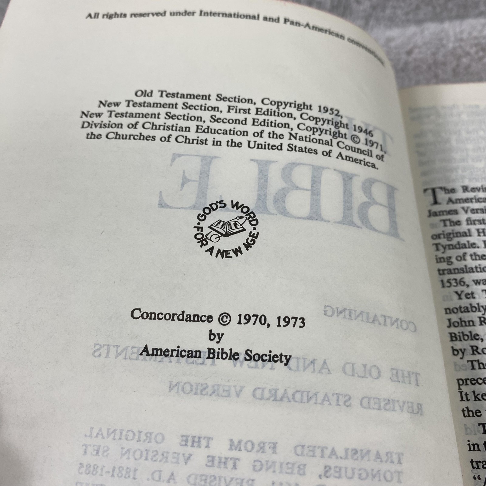 Vintage The Bible Revised Standard Version 1973 ABS Concordance Hardcover Maps